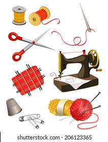 set of elements for needlework. vector illustration