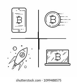Set of elements on the cryptocurrency theme. Vector art.