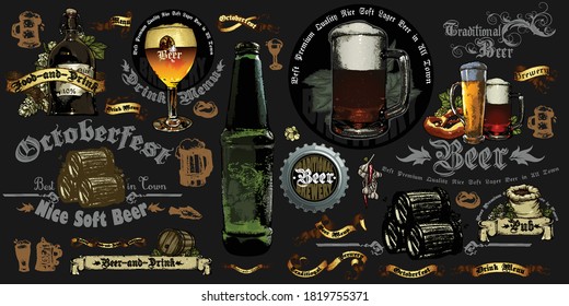 conjunto de elementos sobre el tema de la cerveza y el festival Oktoberfest para su diseño