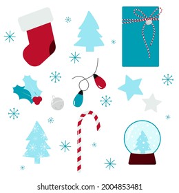A set of elements on the theme of Christmas and new year. 