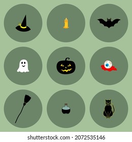A set of elements on the theme of Halloween. Vector illustration.