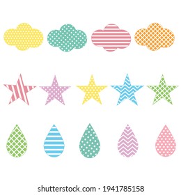 conjunto de elementos con un ornamento para la artesanía, ilustración del vector de color