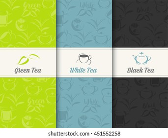 Set of elements packages style for tea - white,black and green tea. vector design