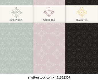 Set of elements packages style for tea - white,black and green tea. vector design