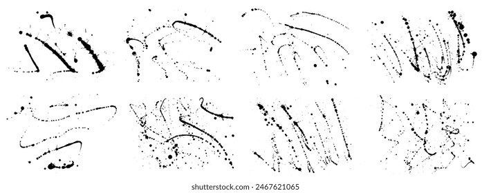 Set of elements of paint ink splatter.  Vector illustration