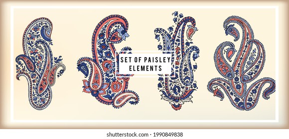 Set of elements paisley designs, perfect for fabrics and decoration