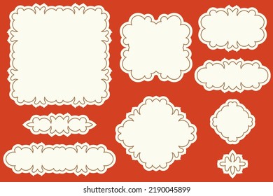 A set of elements for paper cutting. Frames and forms for notes. Scrapbooking vector template in vintage style.