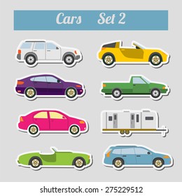 Set of elements passenger cars for creating your own infographics or maps. Vector illustration