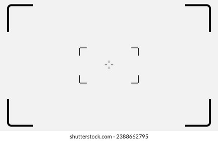 Set of elements for photo or video camera viewfinder screen. Includes vector display frame, focus and grid, zoom, shutter, preview, and shooting settings for digital, DSLR, analog cameras, or camcorde