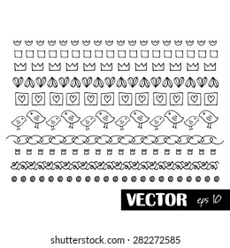 Set elements with plants. Hand drawn. 