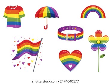 Set of Elements for Pride Month Celebration. LGBT Symbols