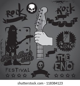 set of elements for rock festival