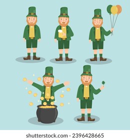 Set of elements Saint Patrick's Day cartoon character 