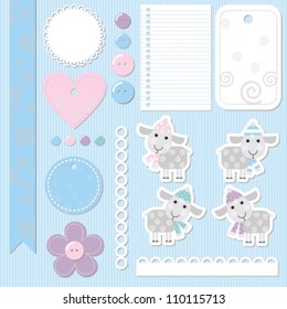 set of elements for scrapbook, vector illustration