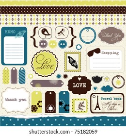 Set of elements for scrap-booking
