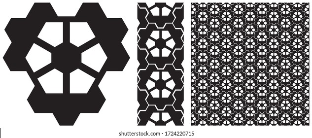 Set of elements for a seamless pattern. Seamless geometric pattern for sidewalks and pavements.  brick pavement - seamless texture. Background image of pavement surface. Geometric pattern. Metal gears