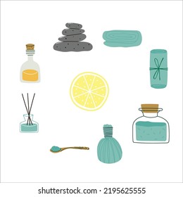 Set elements of spa illustration. Spa essential vector collection.