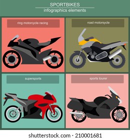 Set of elements sportbikes for creating your own infographics or maps. Vector illustration