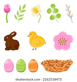 Set of elements for spring and Easter