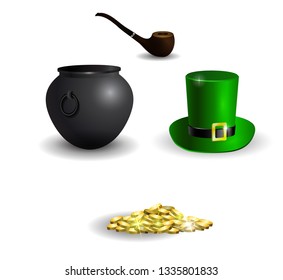Set of elements for St Patrick s Day