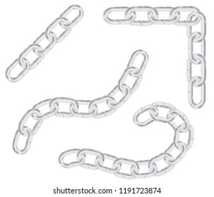 a set of elements of steel chains. corners and ornaments