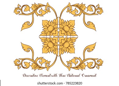 Conjunto de elementos de ornamento tradicional tailandês. Ilustração do vetor de estoque.