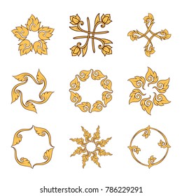 A set of elements of traditional Thai ornament. Stock vector illustration.