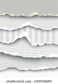 set of elements transparent design templates torn paper