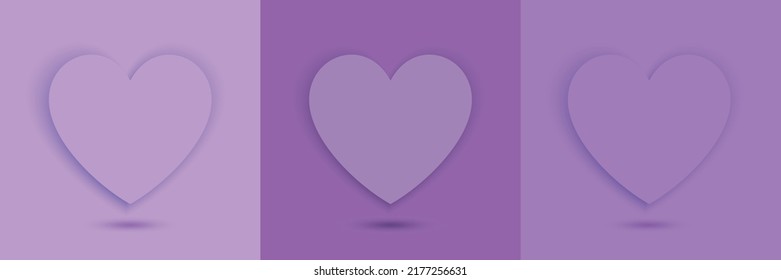 Set of elements for valentine day design. heart of pastel grape soft heart shape frame design. Top view. Collection of 3D geometric backdrop cosmetic product display. heart vector illustration