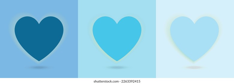 Set of elements for valentine day design. heart of pastel blue soft heart shape frame design. Heart vector illustration