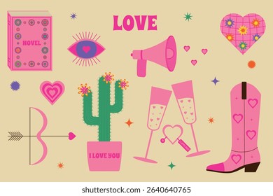 Set of elements for a Valentine's Day party. Romantic elements, vector illustration, EPS 10.	
