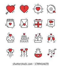 Set of elements for valentine's day and for wedding. Love icons.