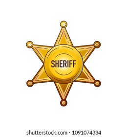 Set of elements of the Wild West. The equipment of cowboys. Sheriff star. Vector illustration. Isolated images on white background.
