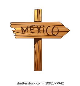 Set of elements of the Wild West. The equipment of cowboys. Wooden signs. Vector illustration. Isolated images on white background.