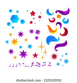 Set of elements for your design - stars, lines, spots, geometrical figures etc. A vector.