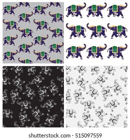 set of elephant background pattern 