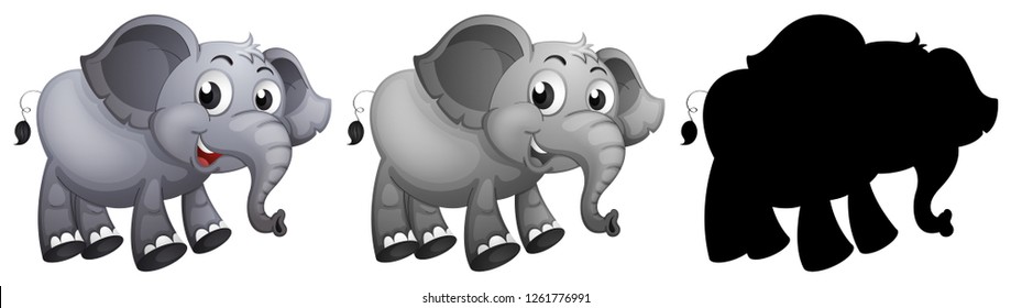 Set of elephant character illustration