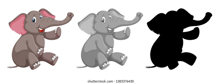 Conjunto de ilustraciones de caracteres de elefante