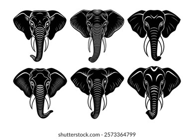 set of elephant head vector illustration