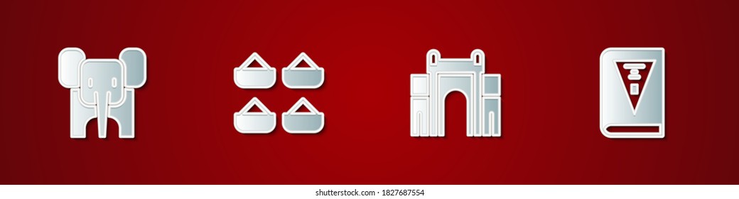 Indique el Elefante, las especias indias, la Puerta de Delhi y el icono del día de la Constitución. Vector.
