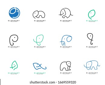 Set von Elefanten Logo Design mit modernem Konzept. Icon-Elefant-Vektorillustration