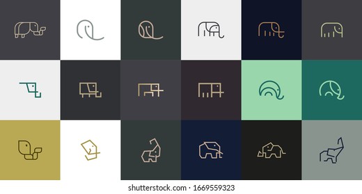 Set von Elefanten Logo Design mit modernem Konzept. Icon-Elefant-Vektorillustration