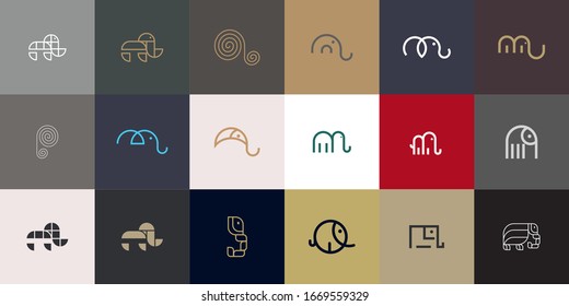 Set of Elephant Logo Design with modern concept. Icon elephant vector