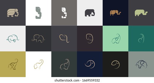 Set von Elefanten Logo Design mit modernem Konzept. Icon-Elefant-Vektorillustration