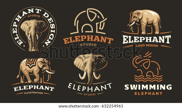 Set Elephant Logo Vector Illustration Emblem Stock Vector Royalty Free Set Elephant Logo Vector Illustration Emblem Stock Vector Royalty Free