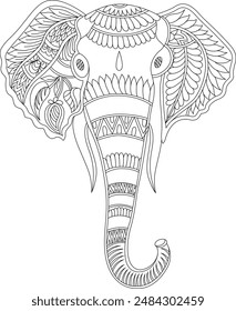 set of Elephant motif on white background 