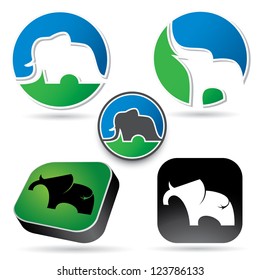 Set of elephant signs - vector illustration
