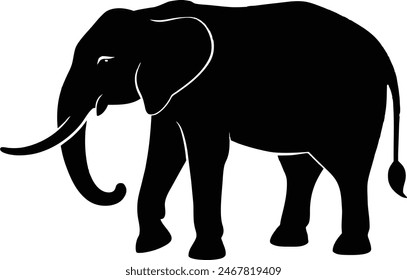 Conjunto de siluetas de elefante en diferentes poses de elefante africano o elefante de la selva y elefante asiático con orejas grandes - Ilustración vectorial.