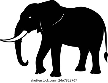 Set of elephant silhouettes in different poses of african elephant or jungle elephant and asian elephant with big ears - vector illustration.