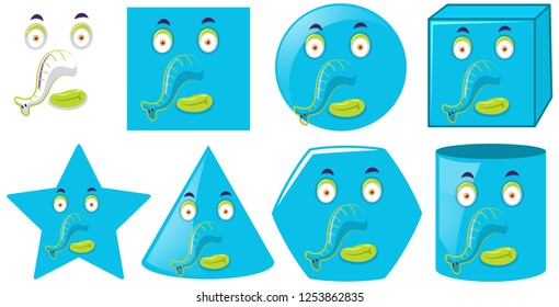 Set of elephant trunk face illustration
